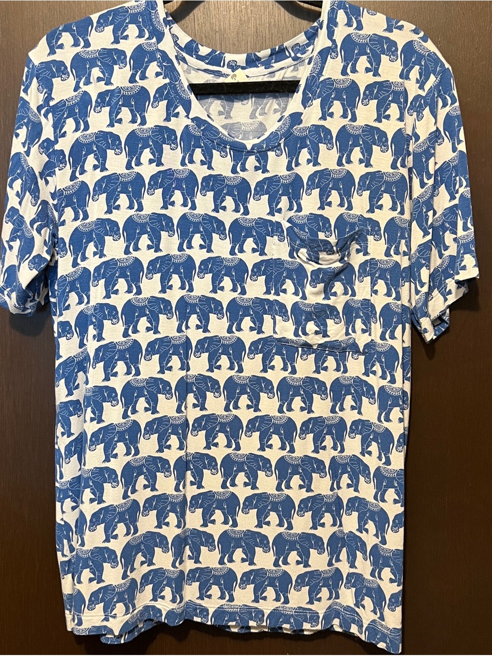 Women’s Blue Elephant Print Short Sleeve Tee
